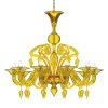 Lampadario Canova a 10 Luci in Vetro di Murano Giallo