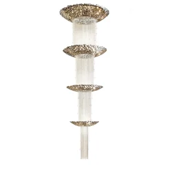 Lampadario Chrysalis Nero Aubergine con Catene in Nichel