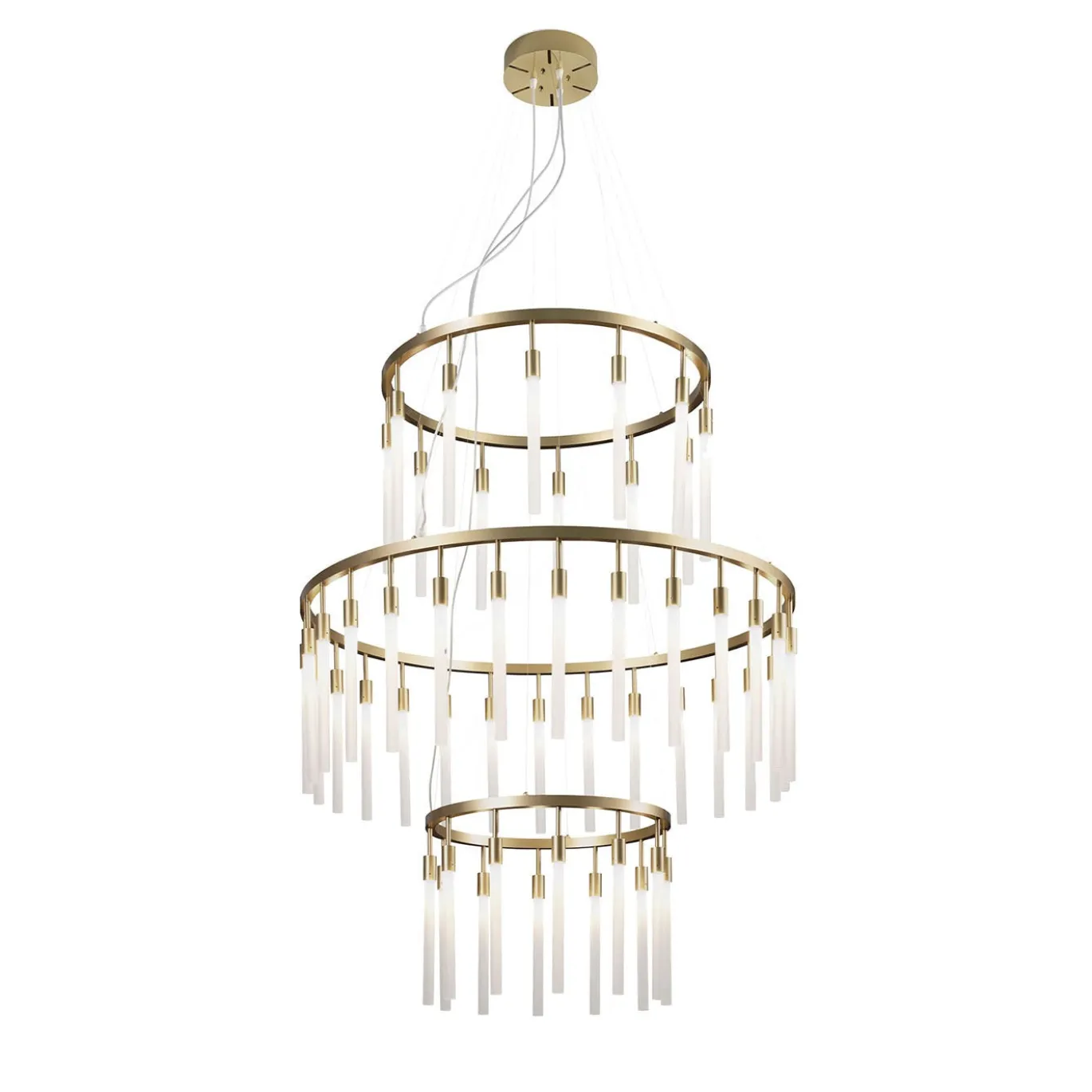 Lampadario Contemporaneo In Vetro Bianco A 52 Luci