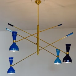 Lampadario Contrappeso, 4 tonalità di blu "Quadriennale