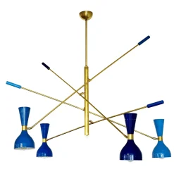 Lampadario Contrappeso, 4 tonalità di blu