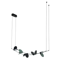 Lampadario Curvo Ali di Luce Nero e Verde