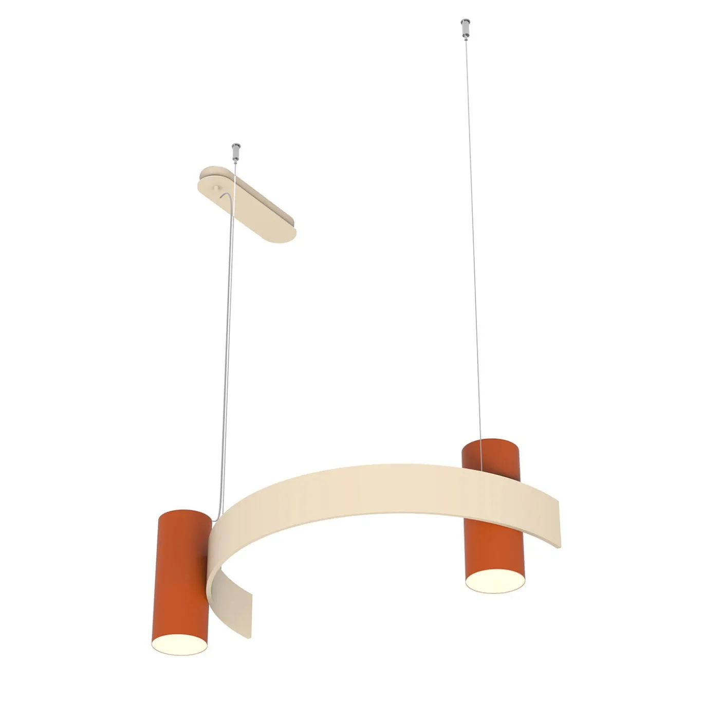Lampadario Curvo Nastro Arancione & Beige