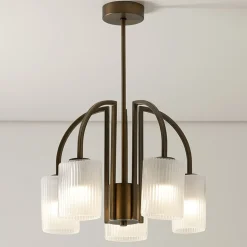 Lampadario Cuspide in Vetro Bianco