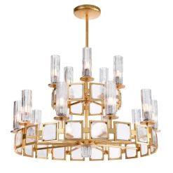 Lampadario decorativo d'oro a più livelli