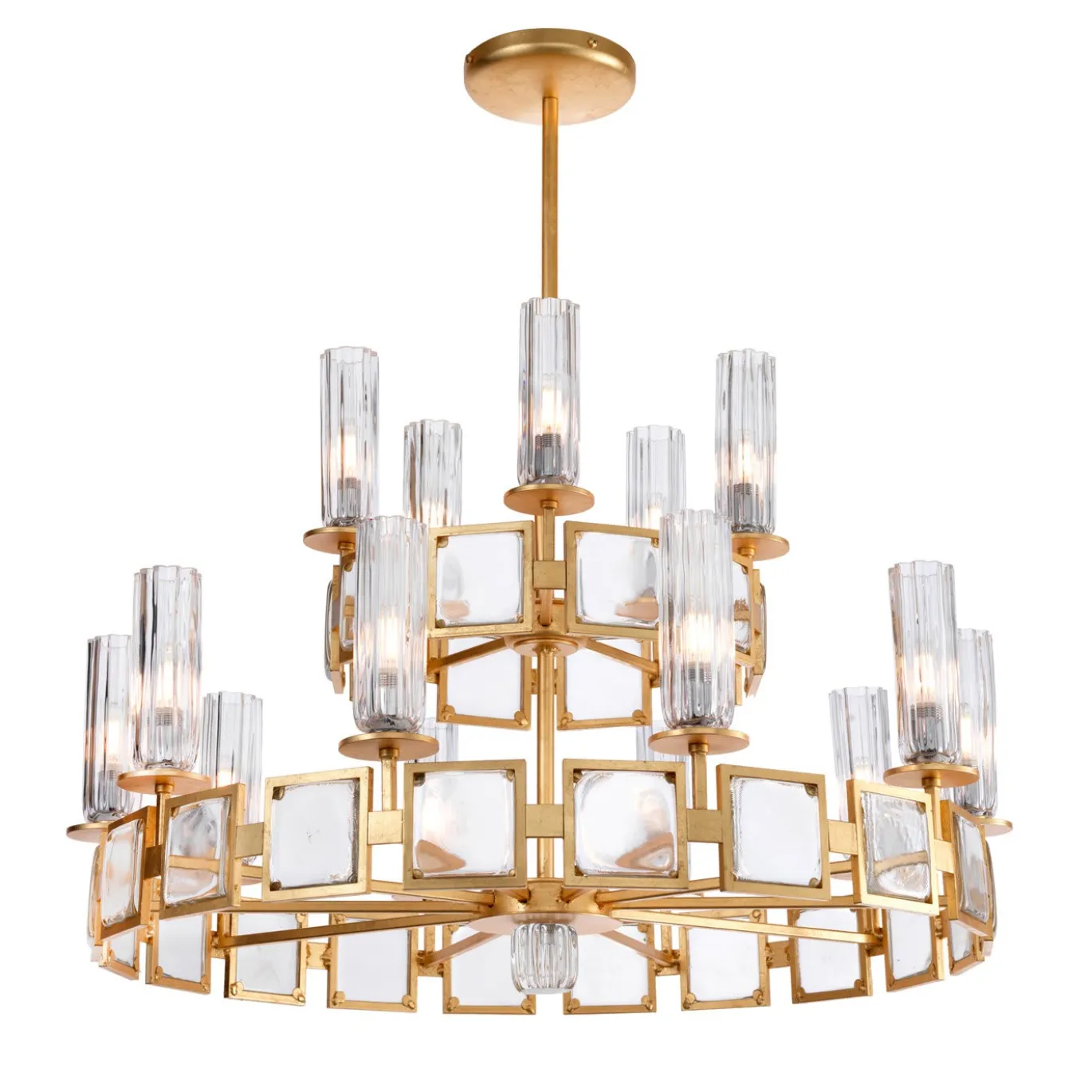 Lampadario decorativo d'oro a più livelli