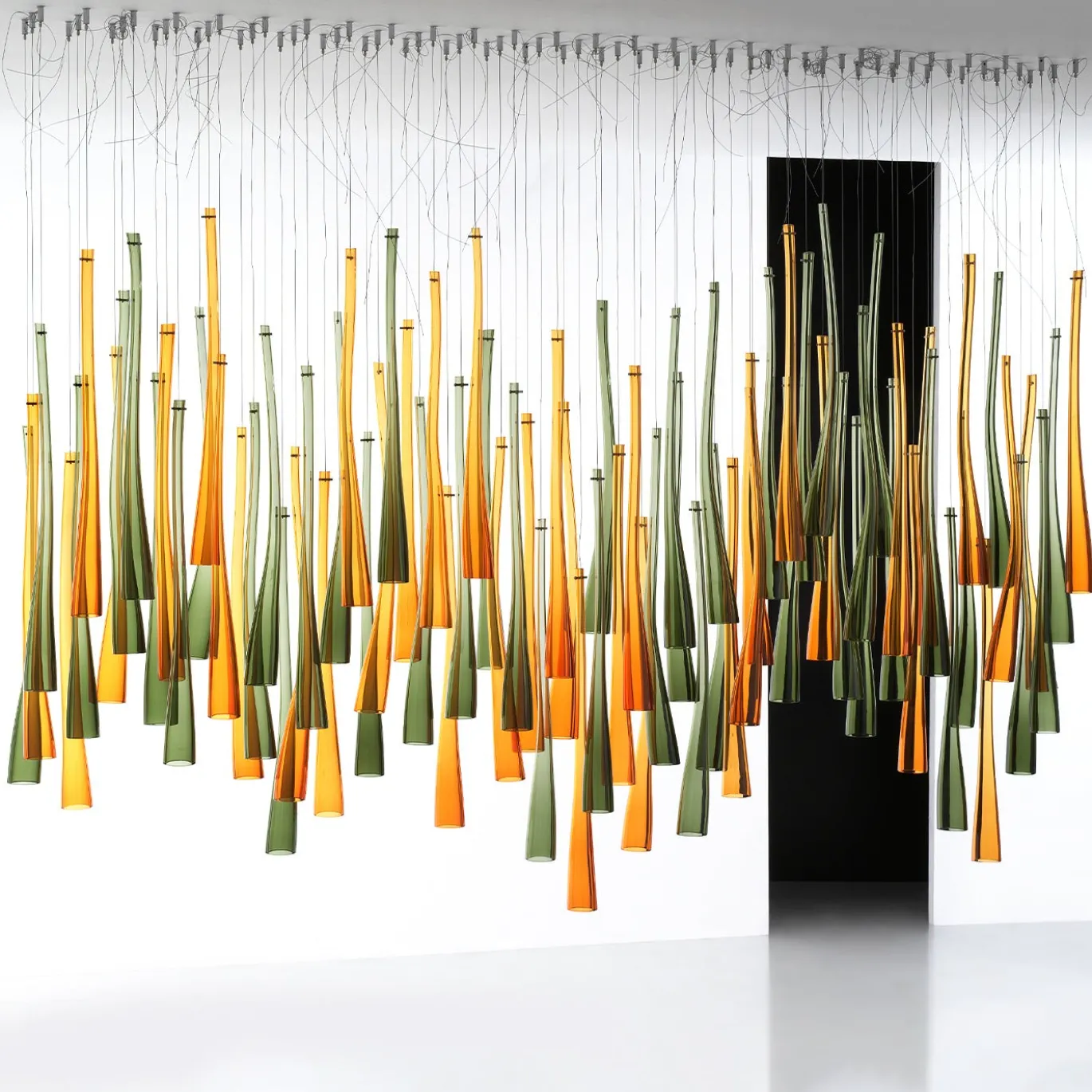 Lampadario Diatomea 80 Elementi in Vetro Multicolore