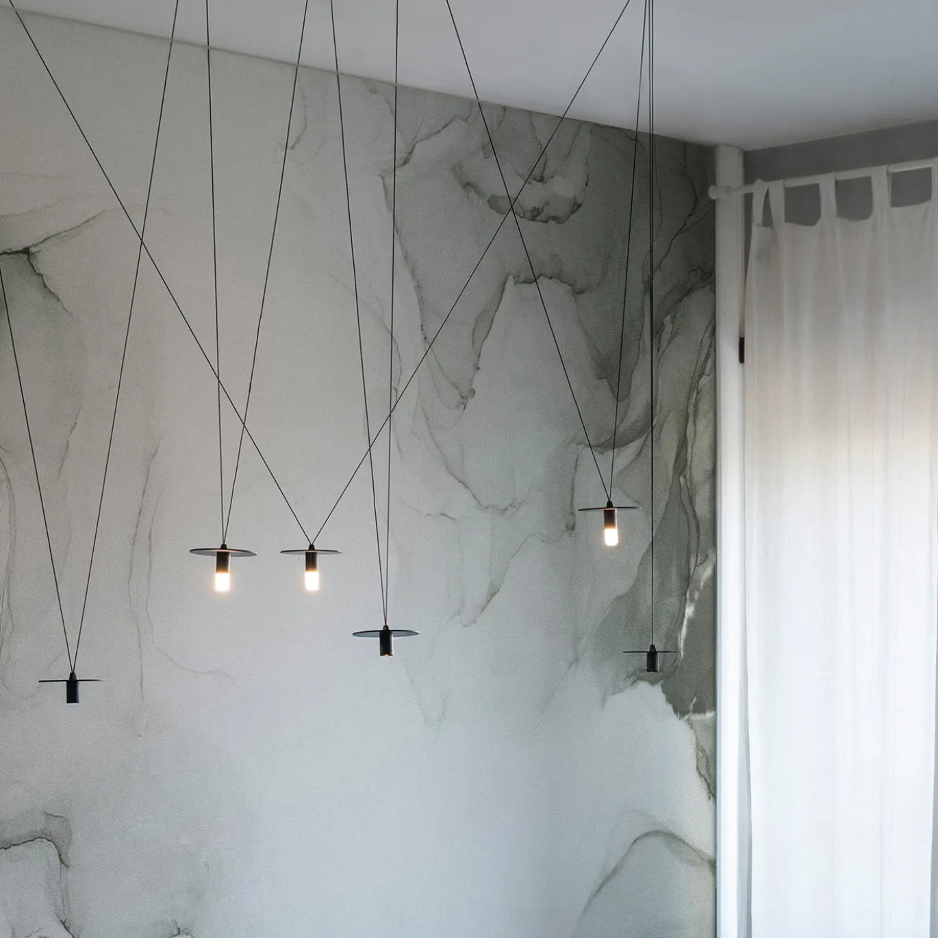 Lampadario D02 Nero Mix a 6 Luci