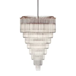 Lampadario Doge in Acciaio e Cristalli a 39 Luci