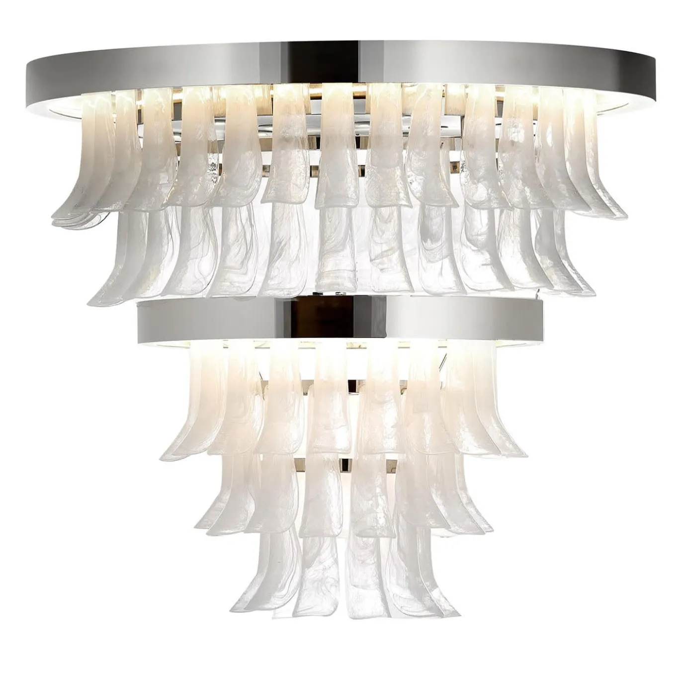Lampadario doppio a cerchio e vetro