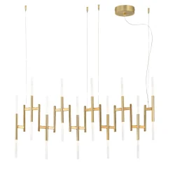 Lampadario Ekle in metallo bronzo e oro spazzolato