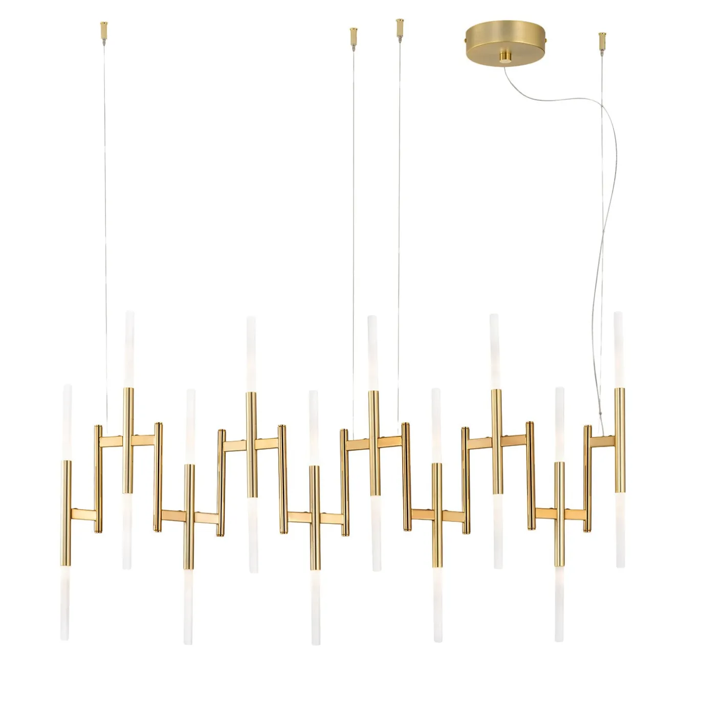 Lampadario Ekle in metallo bronzo e oro spazzolato