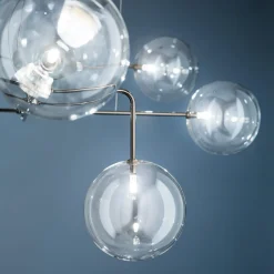 Lampadario Essenza a 8 Luci in Vetro Borosilicato Trasparente