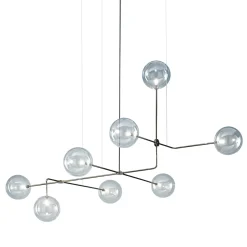 Lampadario Essenza a 8 Luci in Vetro Borosilicato Trasparente