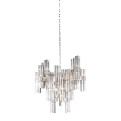 Lampadario Eterea in cristallo grigio fumo di Emanuela Benedetti