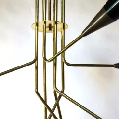 Lampadario Fascino a 8 luci in ottone e nero di Carlo Nason