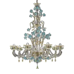 Lampadario fitomorfo azzurro e oro Calle Tuli