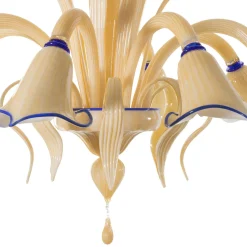 Lampadario floreale Furoz Ambra in vetro