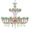 Lampadario floreale in vetro soffiato verde rosa di Calle Montesanto