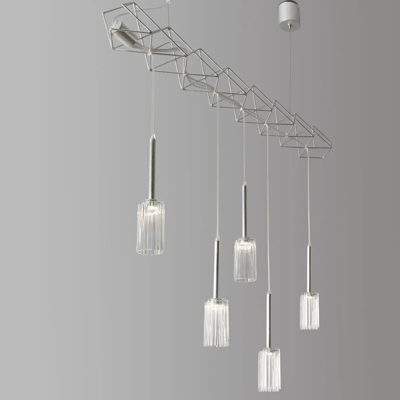 Lampadario Flow a 5 luci in argento