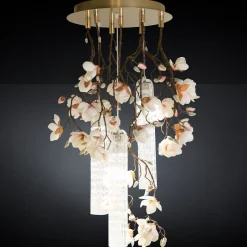 Lampadario Flower Power Magnolia rotondo piccolo bianco