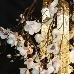 Lampadario Flower Power Magnolia Square bianco e oro