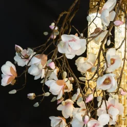 Lampadario Flower Power Magnolia Square bianco e oro