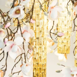 Lampadario Flower Power Magnolia Square bianco e oro