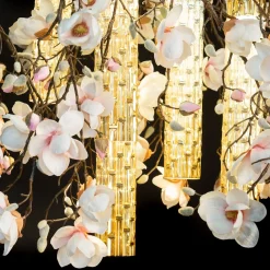 Lampadario Flower Power Magnolia Square bianco e oro