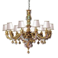 Lampadario Flowery a 12 luci in oro