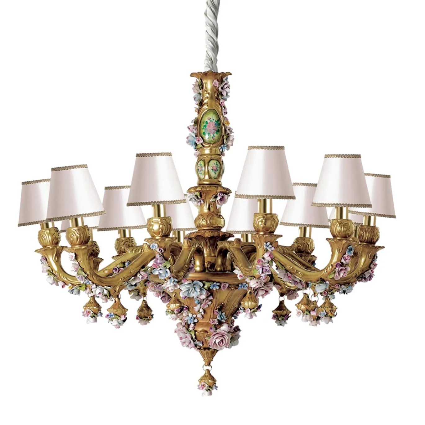Lampadario Flowery a 12 luci in oro