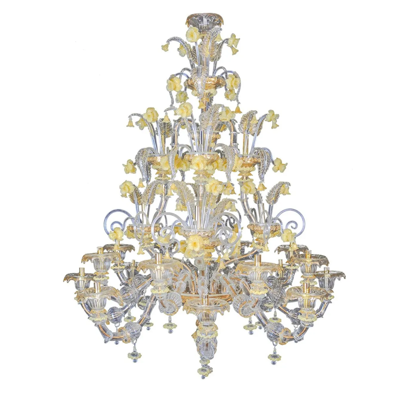 Lampadario giallo in stile Rezzonico