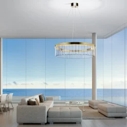 Lampadario grande con anello d'oro morbido