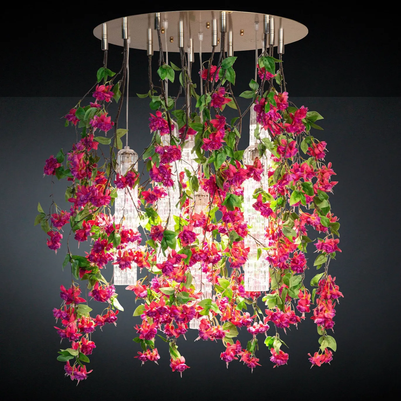 Lampadario grande Flower Power Pink Cascade