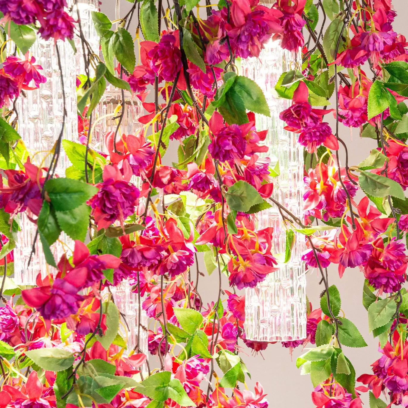 Lampadario grande Flower Power Pink Cascade