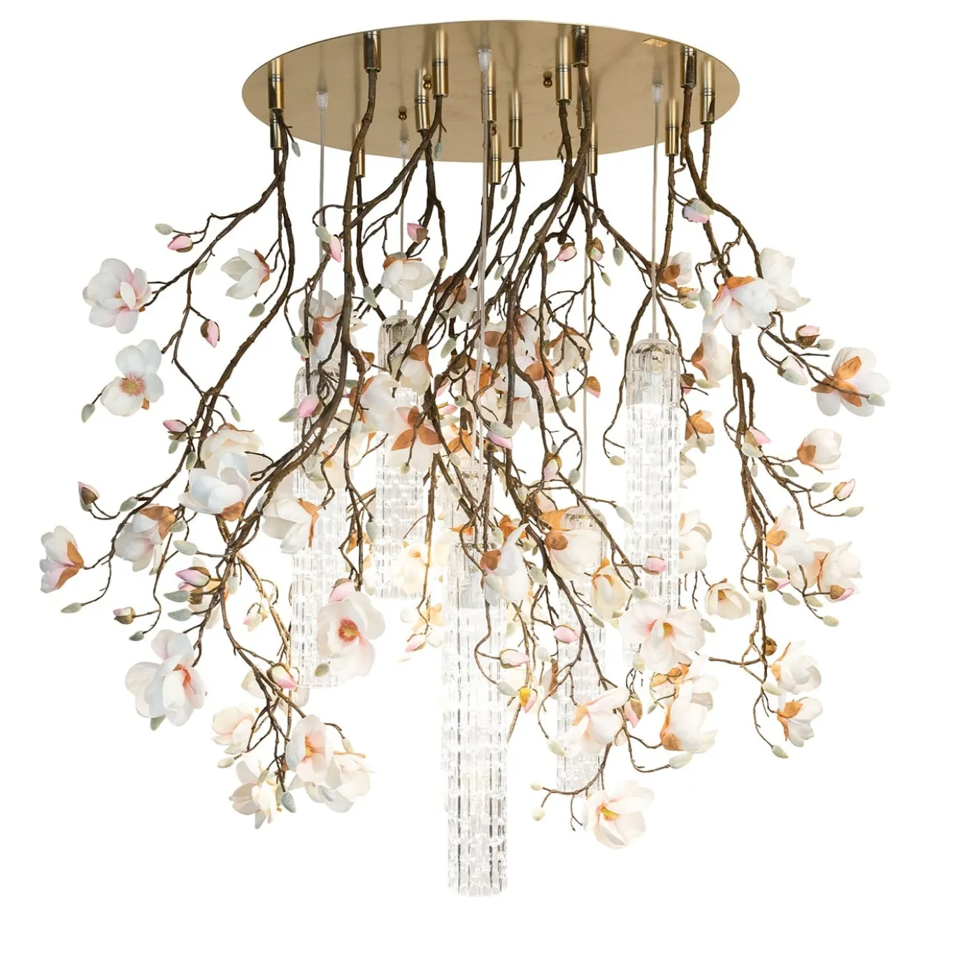 Lampadario grande rotondo bianco Flower Power Magnolia