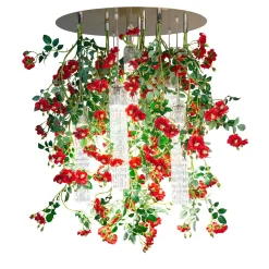 Lampadario grande rotondo Flower Power Wild Red Roses