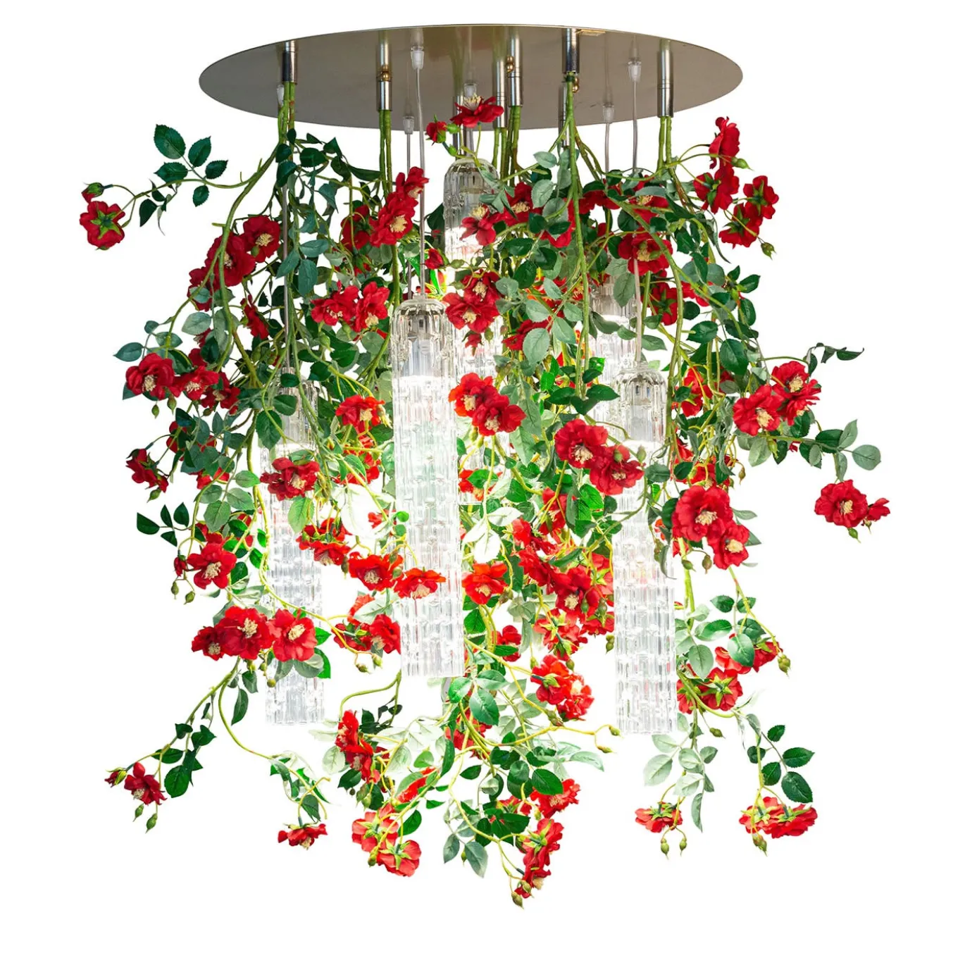 Lampadario grande rotondo Flower Power Wild Red Roses