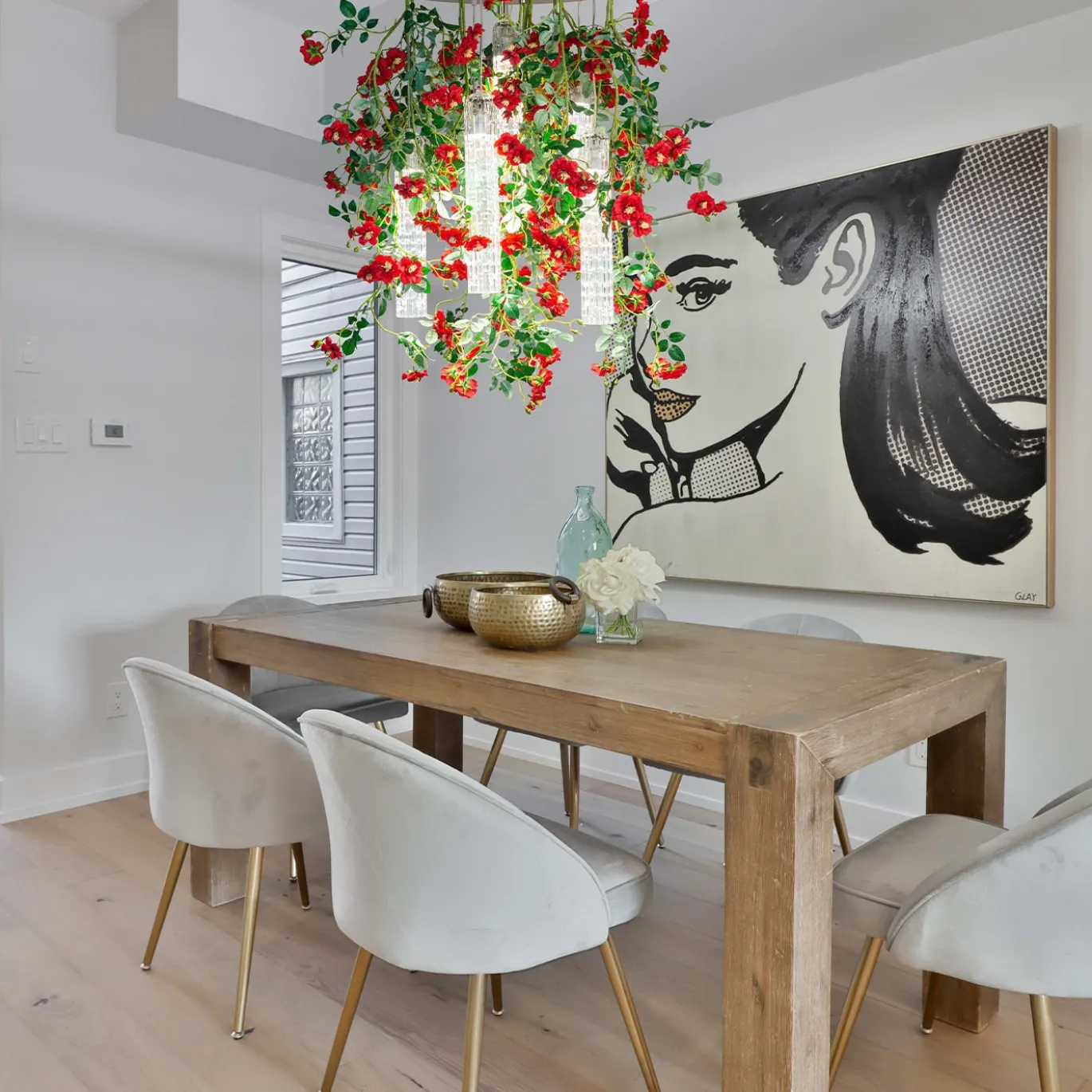 Lampadario grande rotondo Flower Power Wild Red Roses