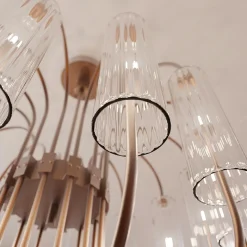 Lampadario Grimani a 14 luci in vetro di Murano color fumè