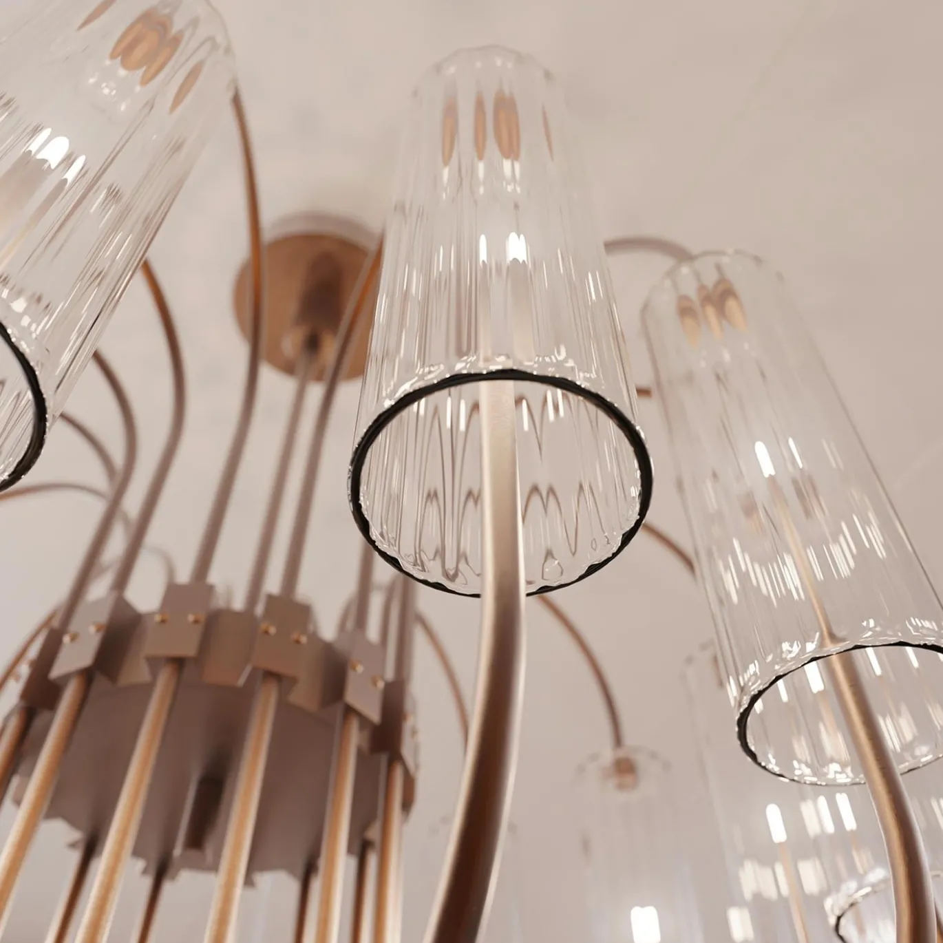 Lampadario Grimani a 14 luci in vetro di Murano color fumè
