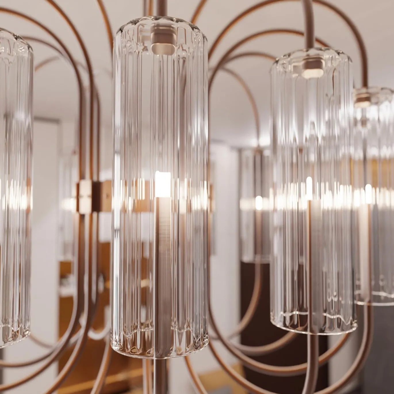Lampadario Grimani a 14 luci in vetro di Murano color fumè