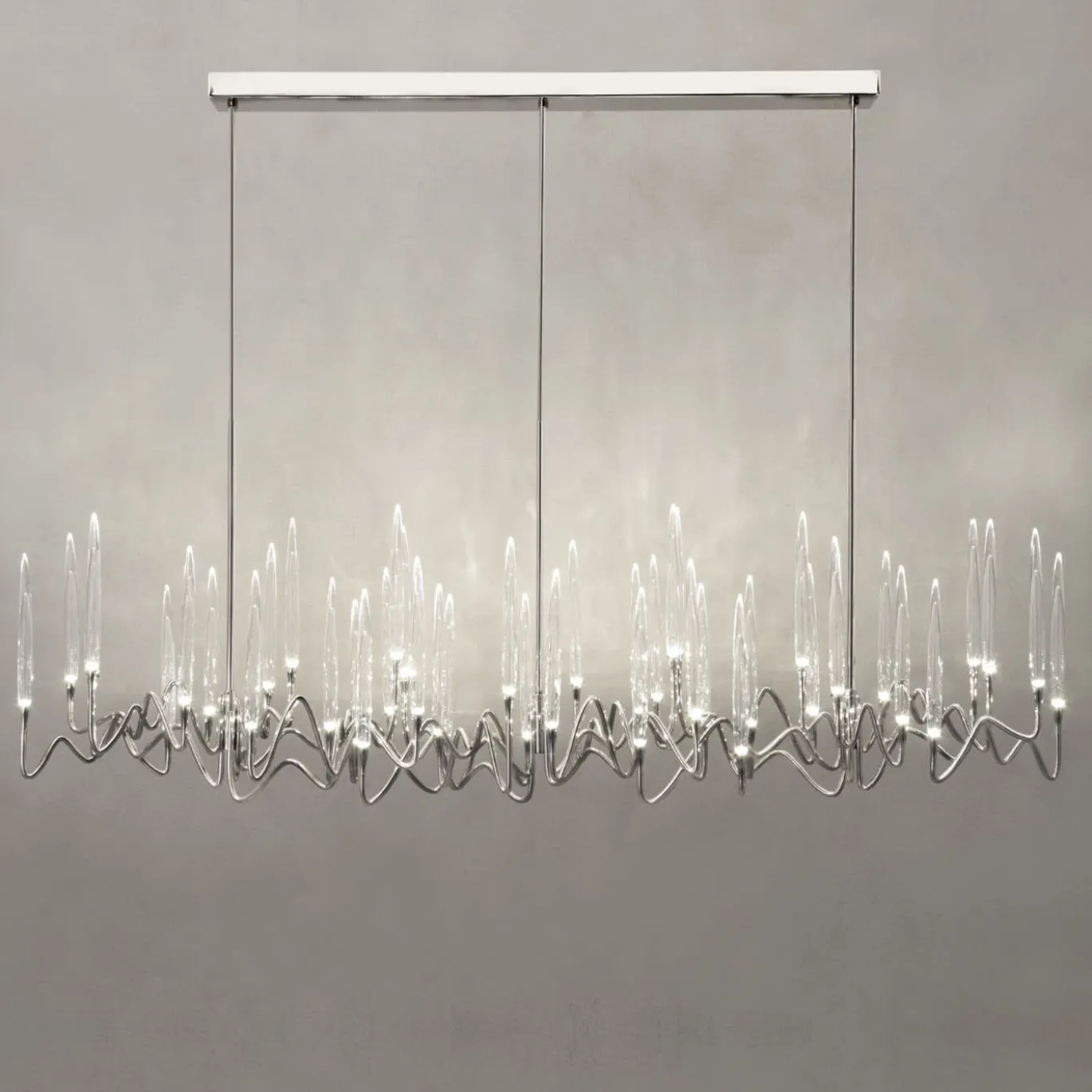 Lampadario Il Pezzo 3 Lungo a 42 Luci Nickel