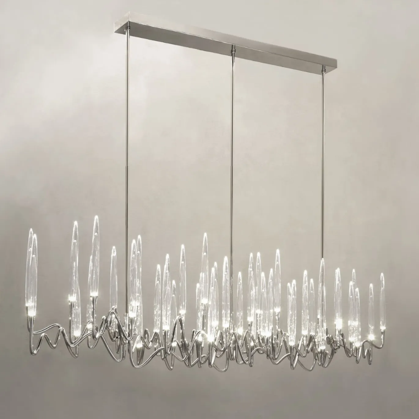 Lampadario Il Pezzo 3 Lungo a 42 Luci Nickel