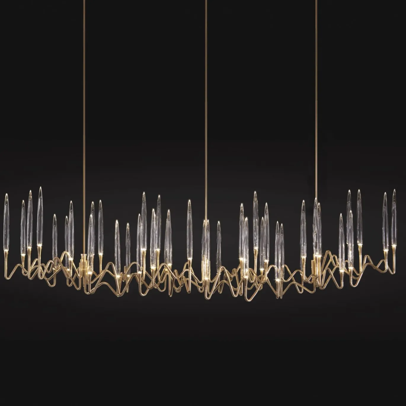 Lampadario Il Pezzo 3 Lungo a 42 Luci Oro