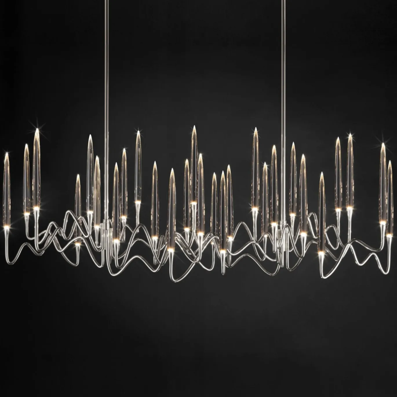 Lampadario Il Pezzo 3 Lungo a 30 Luci Nickel
