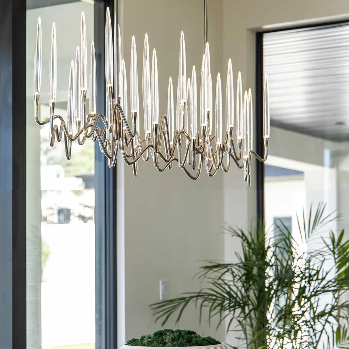 Lampadario Il Pezzo 3 Lungo a 30 Luci Nickel