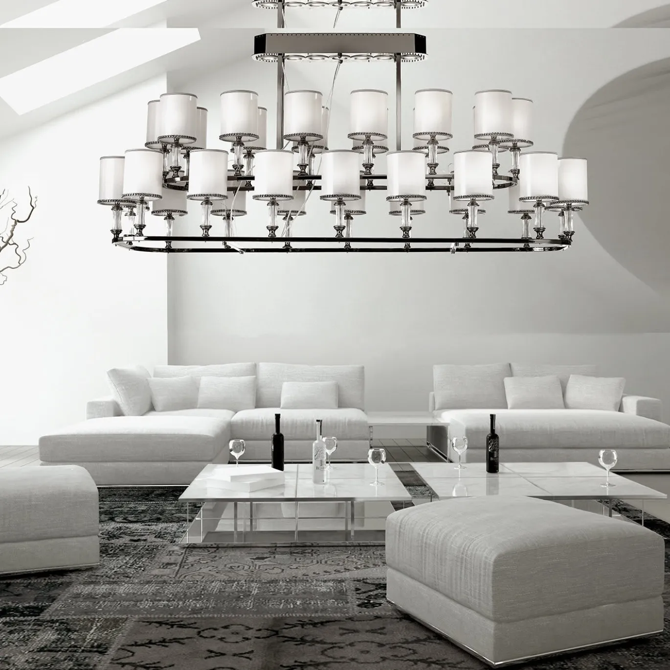Lampadario in metallo e cristallo