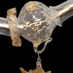 Lampadario in stile Rezzonico in oro e cristallo #1