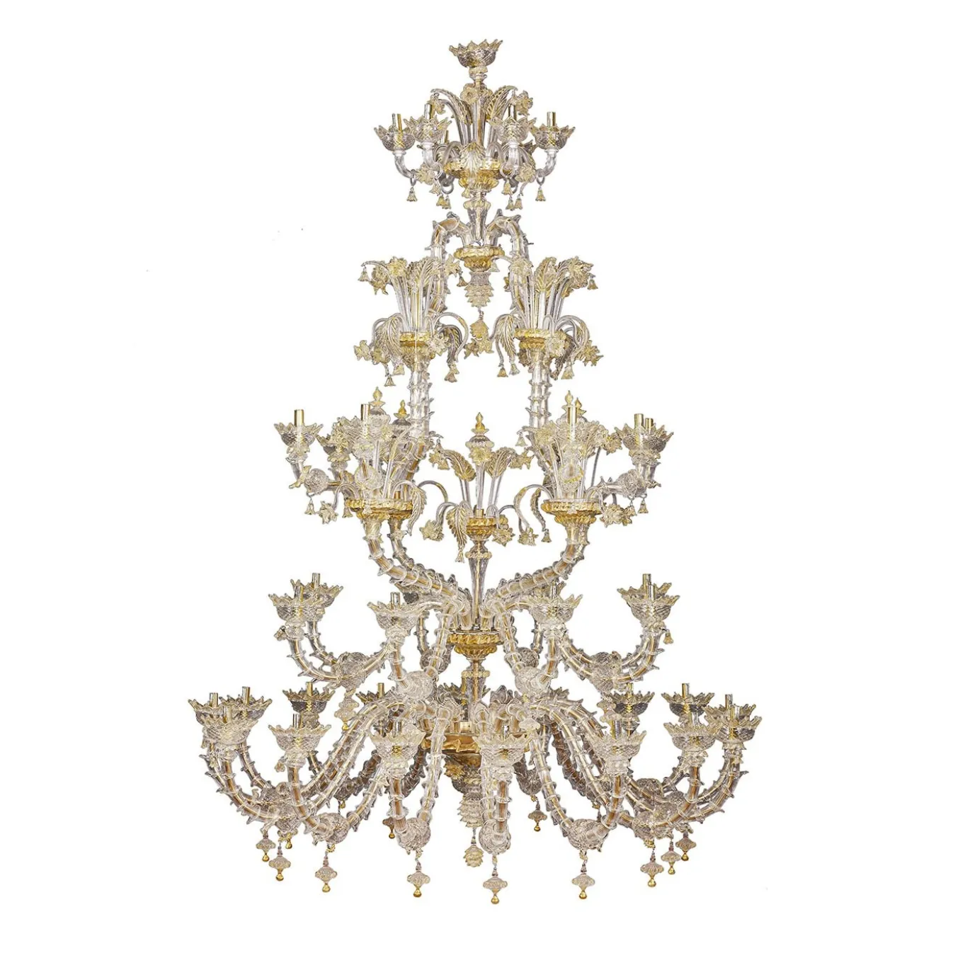 Lampadario in stile Rezzonico in oro e cristallo #2